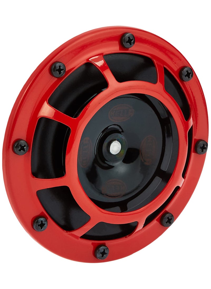 HELLA HELLA H31631021 Supertone 12V High Tone Horn with Red Protective Grill, Single Horn  - Image 1