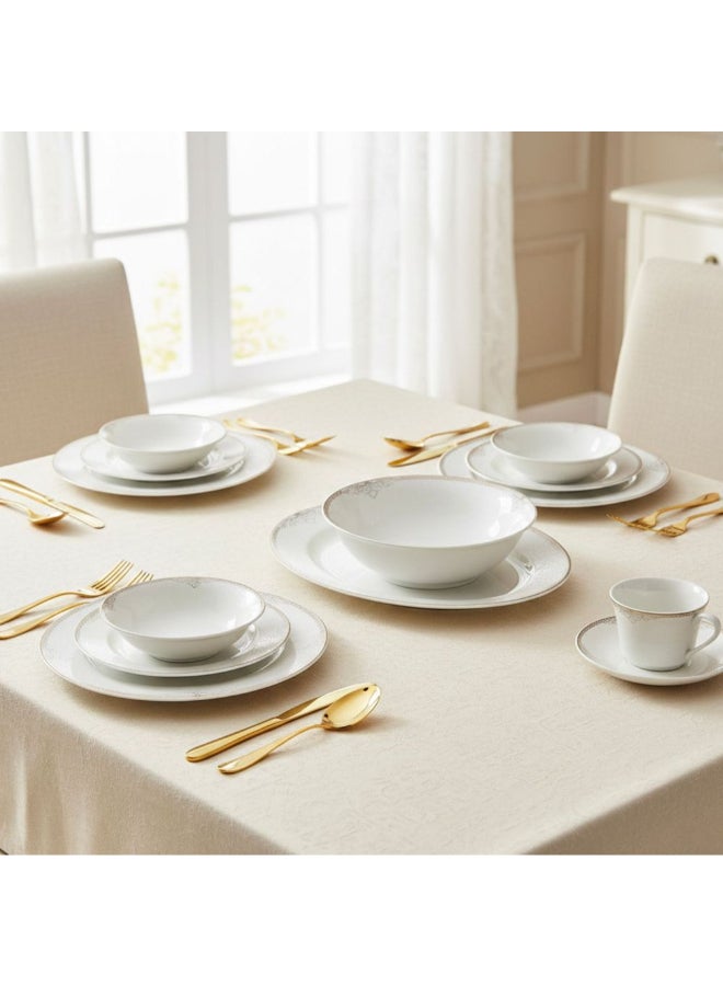 Shallow 32-Piece Dinner Set - White with Gold Rim for 6 - Image 3