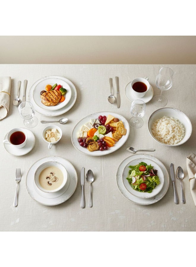 Shallow 32-Piece Dinner Set - White with Gold Rim for 6 - Image 5