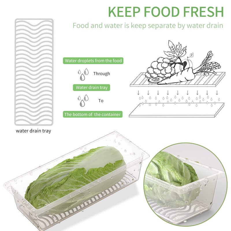 SILIVO Produce Saver Containers for Refrigerator (6 Pack) - 1.5L Fruit Storage Containers for Fridge, Vegetable Storage Containers with Drain Tray Keep Fresh for Veggie, Fruit, Lettuce and Salad - Image 2
