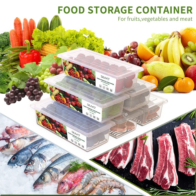 SILIVO Produce Saver Containers for Refrigerator (6 Pack) - 1.5L Fruit Storage Containers for Fridge, Vegetable Storage Containers with Drain Tray Keep Fresh for Veggie, Fruit, Lettuce and Salad - Image 5