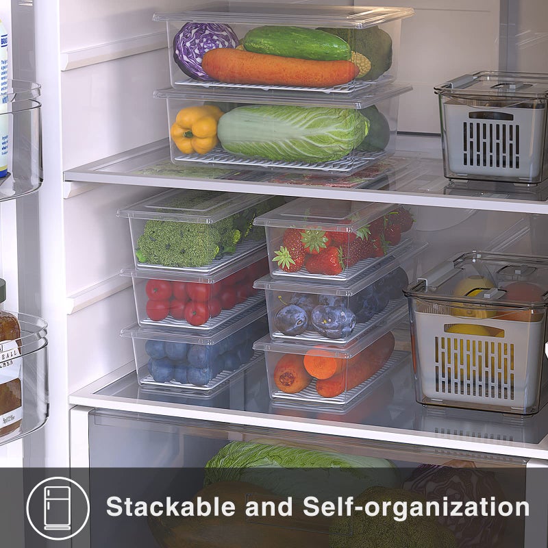 SILIVO Produce Saver Containers for Refrigerator (6 Pack) - 1.5L Fruit Storage Containers for Fridge, Vegetable Storage Containers with Drain Tray Keep Fresh for Veggie, Fruit, Lettuce and Salad - Image 3