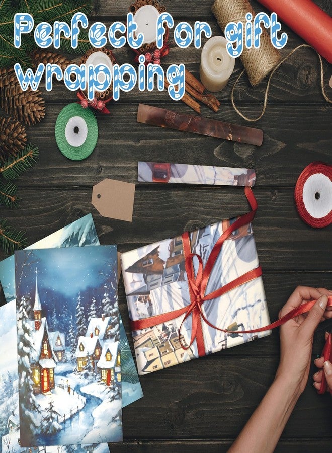 PerKoop 48 Sheets Decoupage Paper for Furniture 8.3 x 11.7 Inches Vintage Paper Decorative Decoupage Supplies Decoupage Decor for Crafts Scrapbook, 12 Styles, Exquisite (Snowy Scene) - Image 5