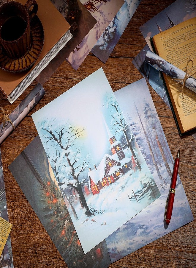 PerKoop 48 Sheets Decoupage Paper for Furniture 8.3 x 11.7 Inches Vintage Paper Decorative Decoupage Supplies Decoupage Decor for Crafts Scrapbook, 12 Styles, Exquisite (Snowy Scene) - Image 3