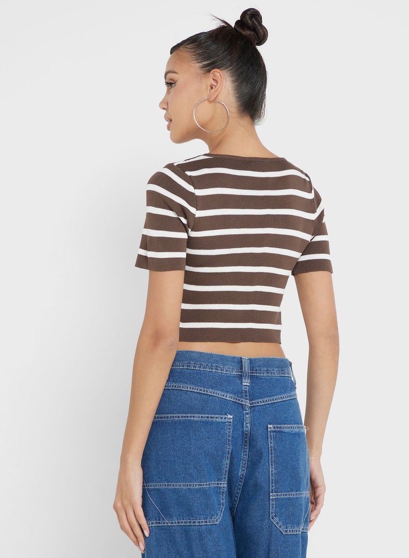 Ginger Cropped Stripe T-shirt - Image 2
