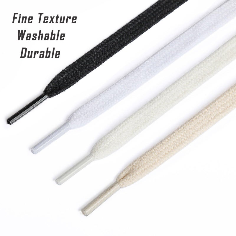 Handshop رباط أحذية رياضي مسطح عريض من هاندشوب 5/16" (زوجين) - أربطة للأحذية الرياضية والأحذية العادية بديل أبيض فاتح 55 بوصة (140 سم) - Image 5