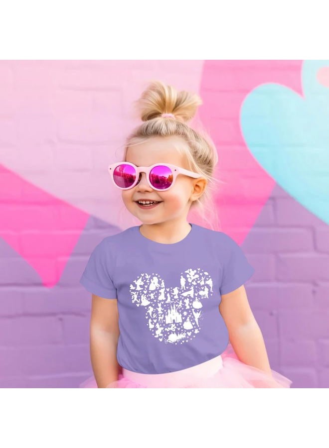Vieawfi Magic Kingdom Shirts for Girls Magical Castle Fairy Graphic Cute T Shirt Kids Holiday Family Vacation Trip Tee Tops, Purple, 7-8 Years - Image 3