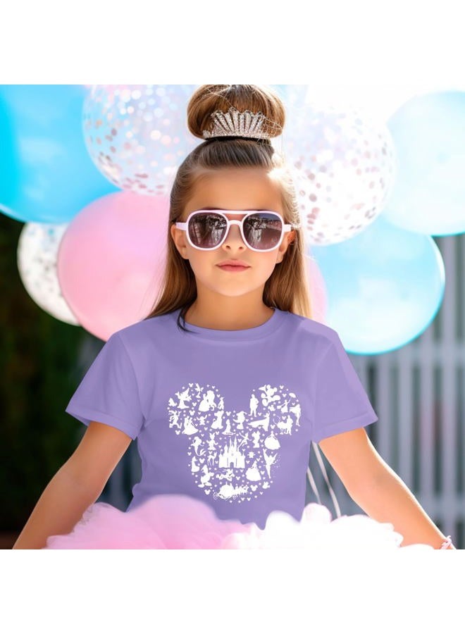 Vieawfi Magic Kingdom Shirts for Girls Magical Castle Fairy Graphic Cute T Shirt Kids Holiday Family Vacation Trip Tee Tops, Purple, 7-8 Years - Image 5