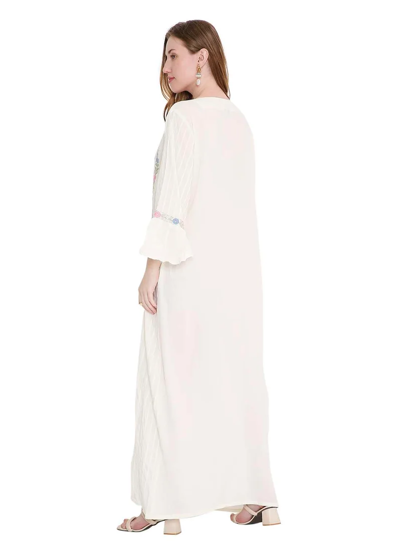 HANA & SARA refined long viscose farasha with stunning thread embroidery arabic kaftan jalabiya dress