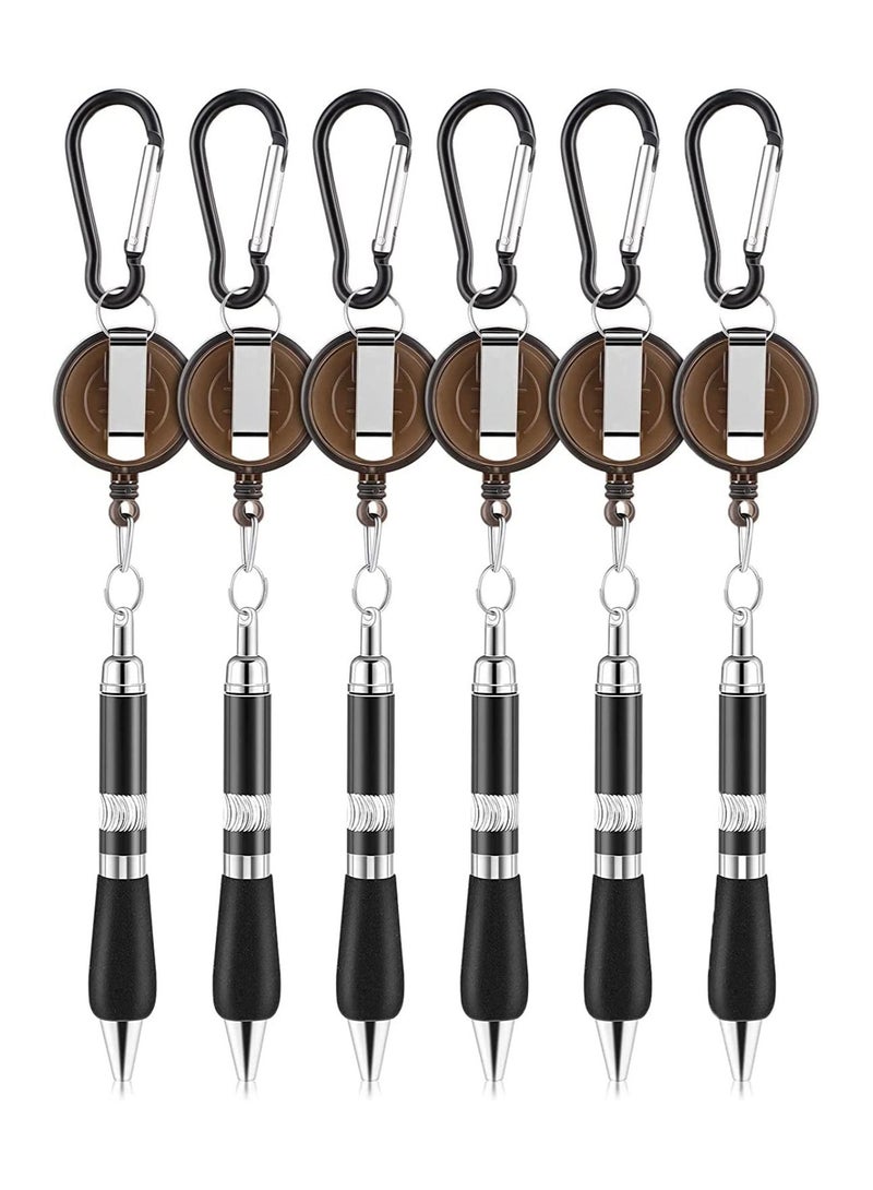 SYOSI Carabiner Pens, 6 Pieces Carabiner Keychain Retractable Badge Reel Ballpoint Pen, 3 in 1 Belt Clip Keychain Retractable Pen Set for Nurses, Teachers, Colleagues, Workers Easily Carry and Find  - Image 1