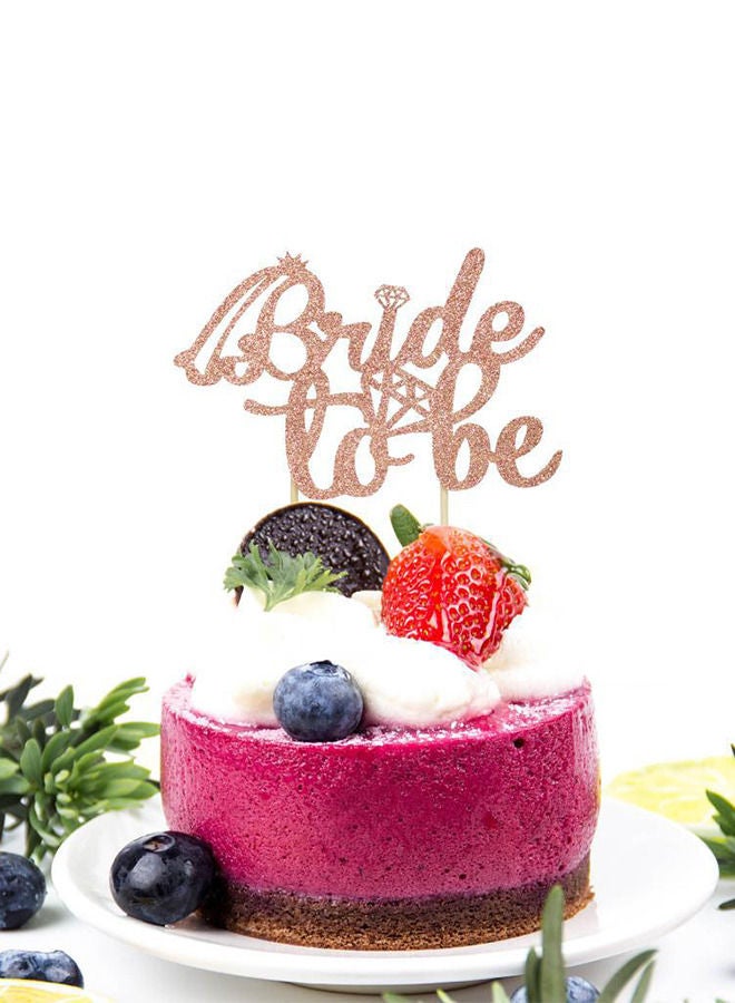 25pcs Bride To Be Cake Topper and Cupcake Toppers Sparkling Glitter Rose Gold Diamond Ring Wedding Dress Cake Decorations for Engagement Wedding Bachelorette Party Bridal Shower Party - Image 4