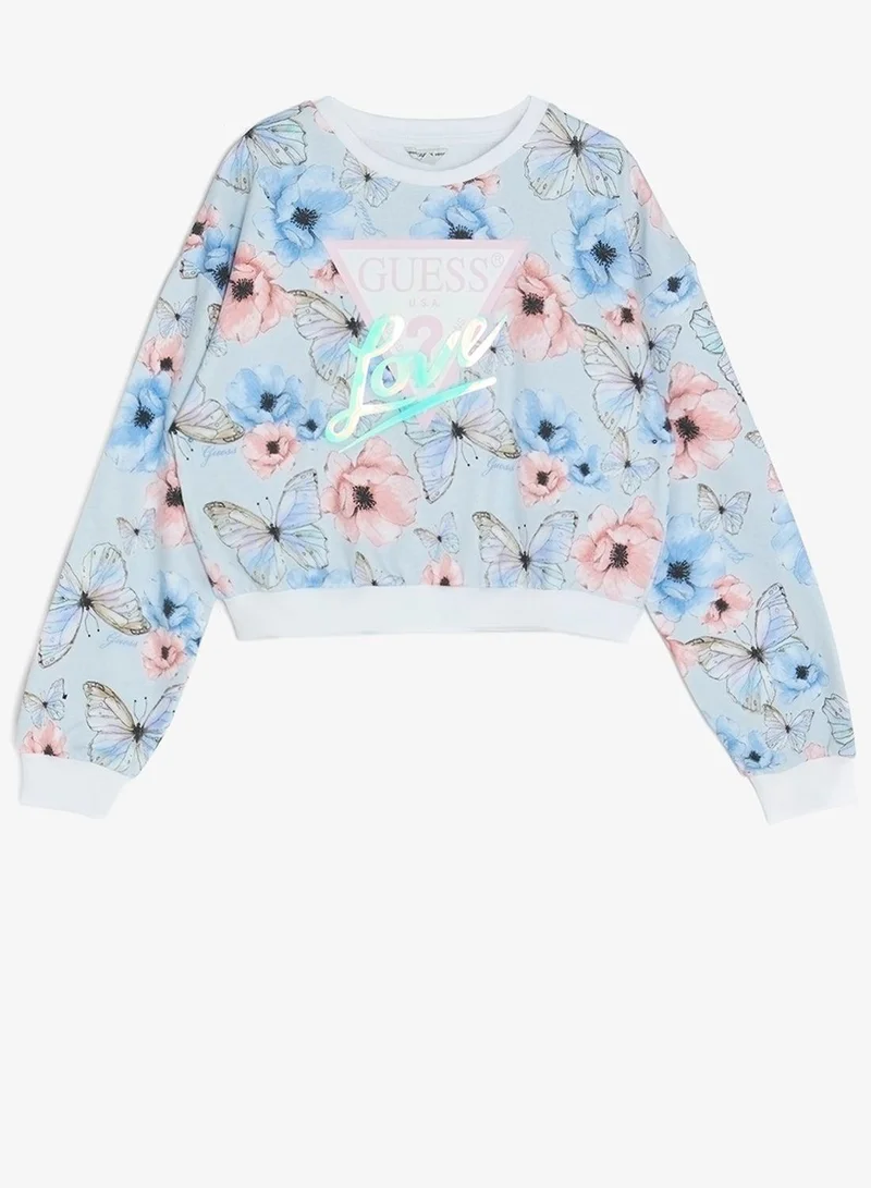 GUESS  Youth Graphic Oversize Crop Crew Neck Sweatshirt for Women | Best Price UAE