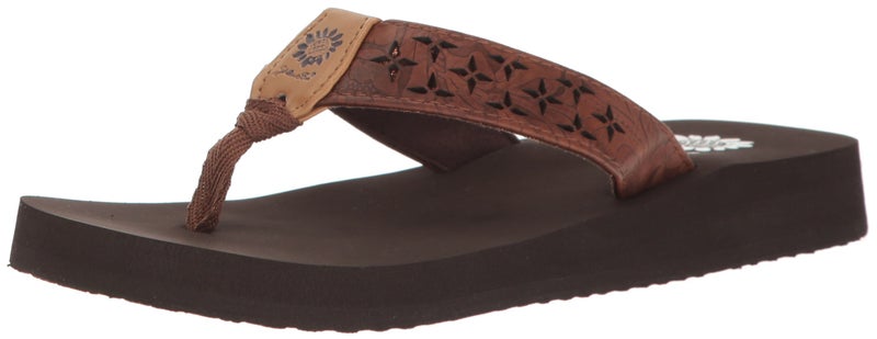 Yellow Box Womens Benji Wedge Sandal dk brown 7 M US