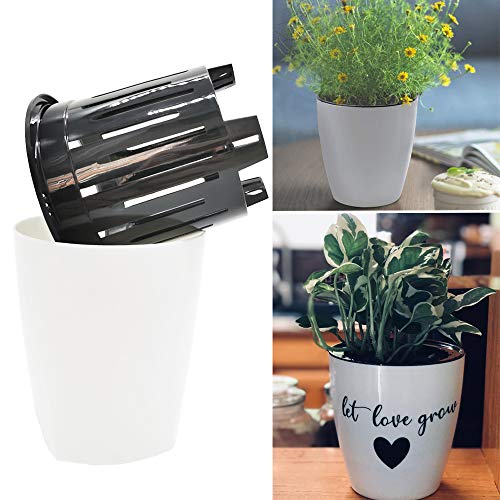 OJYUDD 8 Pack 4 Inch Self Watering Plastic Planter with Inner Pot White Flower Plant Pot,Modern Decorative Flower Pot for All House Plants,Flowers,Herbs,African Violets - Image 5