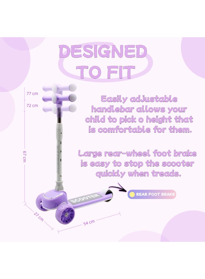 EASY FUTURE LED PU Wheels & Rear Brake & Music Kids Scooter with Foldable & Height Adjustable Handle, Kick Scooter for 3 to 8 Years, Including Protective Gear Set - Image 3