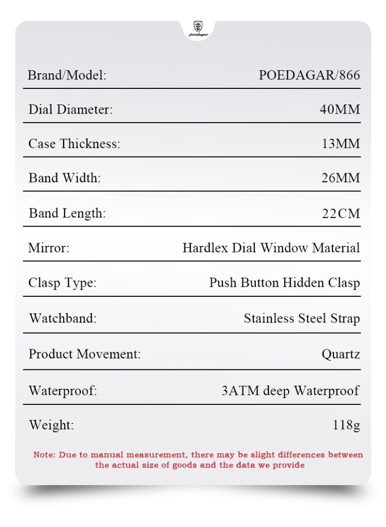 POEDAGAR ساعة رجال ساعة أعمال عصرية - Image 2