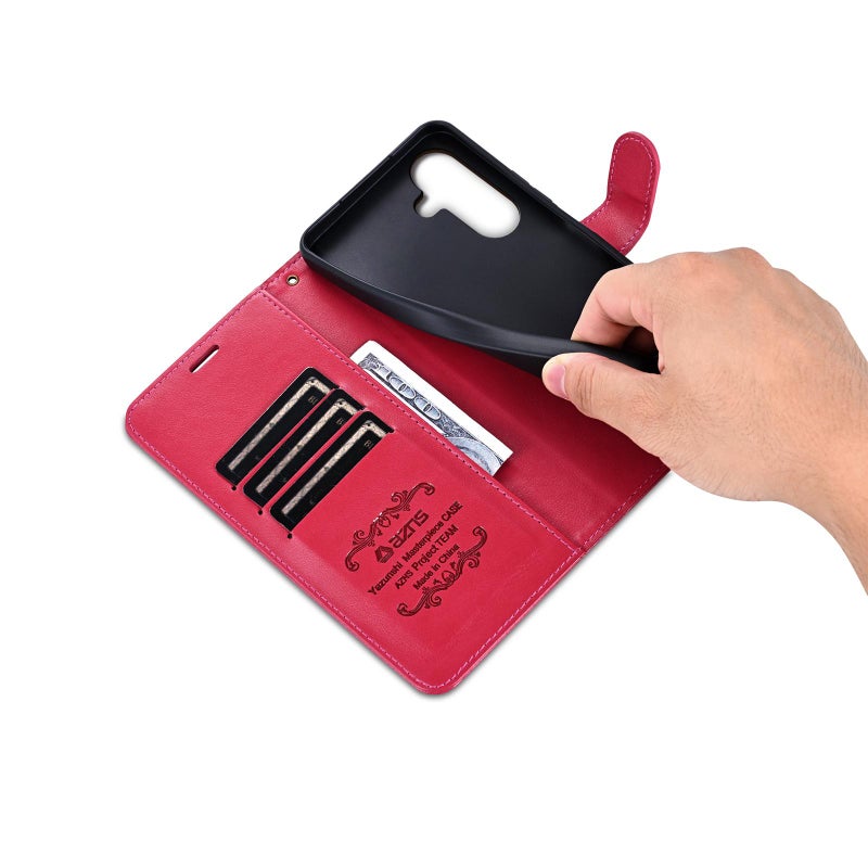 HuHa Protective Cover For Samsung Galaxy A26 5G AZNS Sheepskin Texture Flip Leather Phone Case(Red) - Image 5