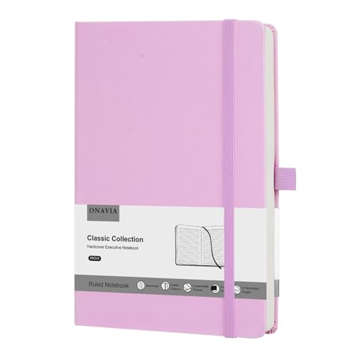 ONAVIA Lined Journal Notebooks for Work, Travel, College, A5 Size 100 GSM Thick Paper, Classic Ruled Journaling Notebook, Hardcover Notepad for Writing 160 Pages, 5.5 x 8.3 inch, Pink - Image 1
