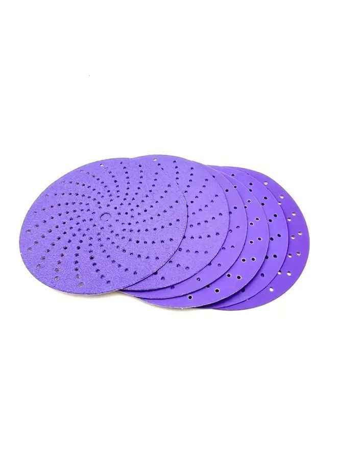 50pcs 80 Grits 6 Inch Purple Ceramic Sanding Discs Dust Free For Woodworking Metalworking - Image 1