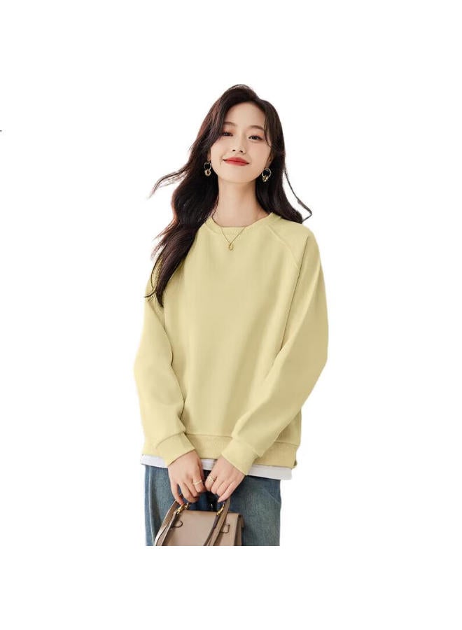 Pincai Relaxed Fit Women'S Solid Color Round Neck Fake Two-Piece Patchwork Simple Korean Style Versatile Top P141W1739 - Image 3