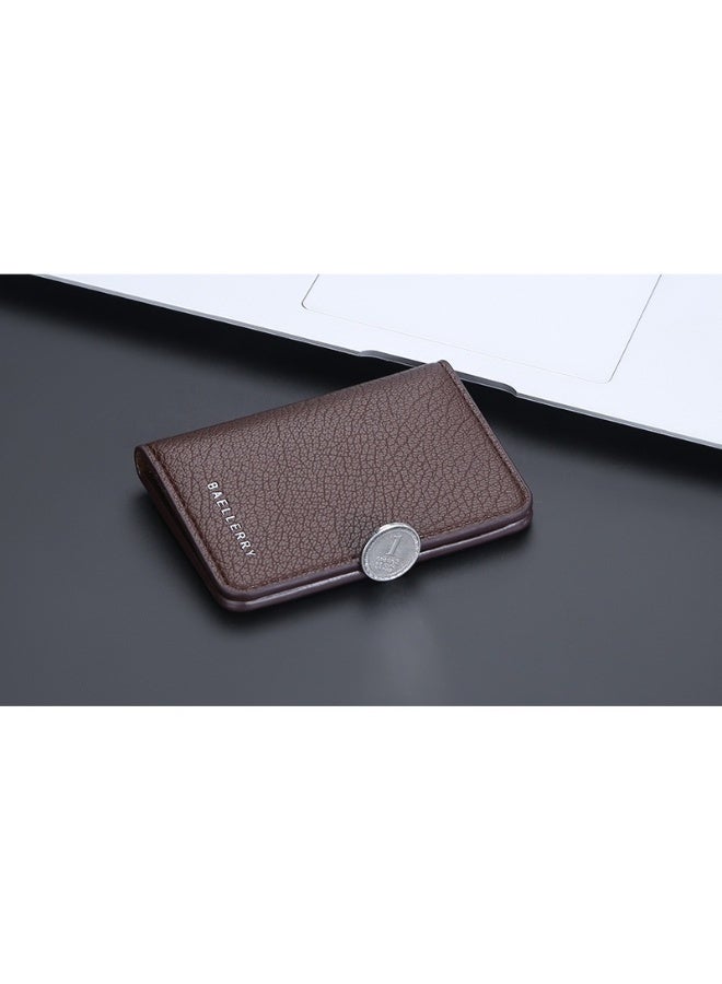 baellerry Men's Card Bag Thin Multi-card Short Wallet Lychee Print Soft Pickup Card Holder  - Image 4