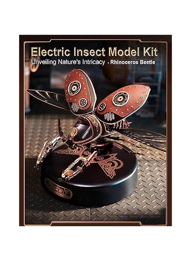 3D Puzzles for Adults Electric Insect Metal Model Building Kit Desk Toys Hobby Kit for Adults Gift for Teens (Rhinoceros Beetle) - Image 2