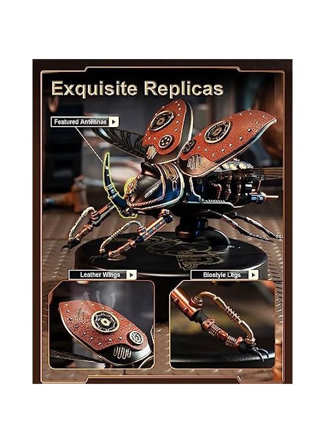 3D Puzzles for Adults Electric Insect Metal Model Building Kit Desk Toys Hobby Kit for Adults Gift for Teens (Rhinoceros Beetle) - Image 5
