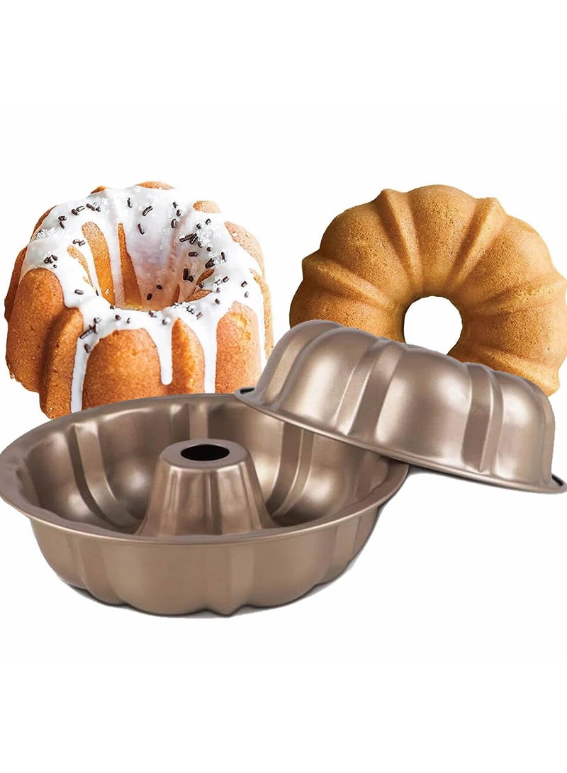 Carbon Steel Bundt Cake Pan 10inch Non-Stick Demoulding Chiffon Cake Pudding Mould for Kitchen Profession Baking Tools(Gold) - Image 1