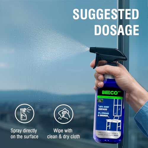 Beco Max | Glass and Multisurface Cleaner Liquid Spray - 500 ml | Maximum Clean | Zero Smudges | Suitable For Glass, Mirrors, Appliances, Furniture | Streak-Free Shine - Image 4