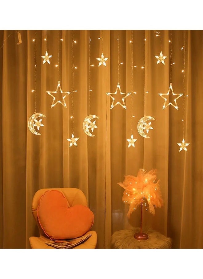 keke LED 5 pointed Star Curtain String Waterproof Fairy Lights with Remote, Battery + USB Dual Power  - Image 1