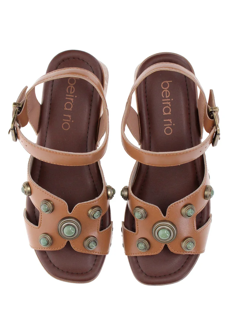 Beira Rio Camel Beira Rio Women’s Flat Sandals with Back Strap – Secure Fit and Lightweight Daily Wear for Women | Best Price UAE