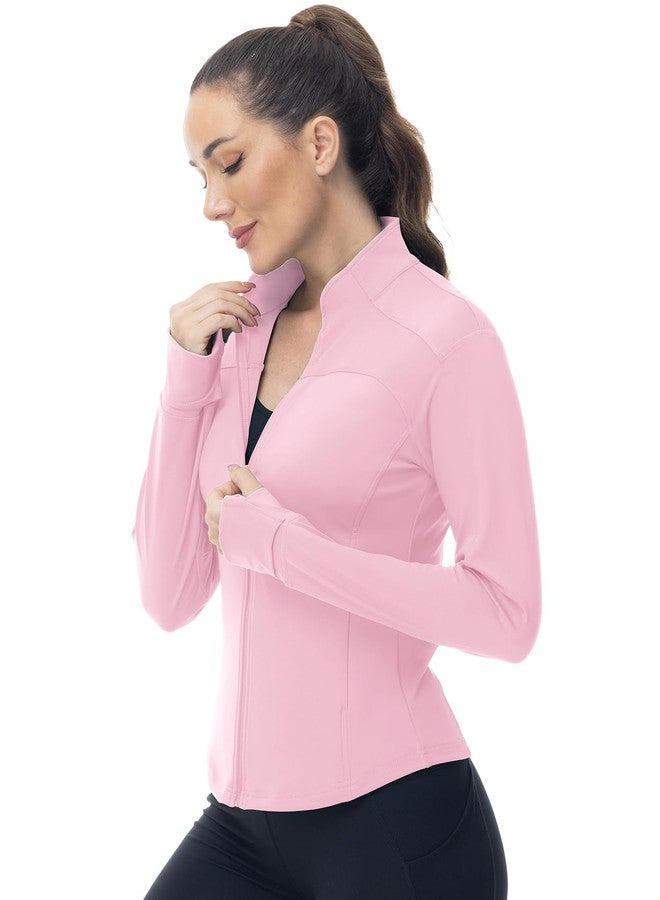 Gopune Women's Workout Athletic Jacket Lightweight Zip Up Yoga Slim Fit Tops with Pockets Pink M - Image 3