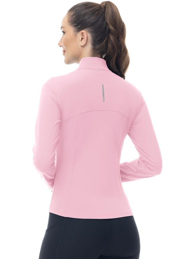 Gopune Women's Workout Athletic Jacket Lightweight Zip Up Yoga Slim Fit Tops with Pockets Pink M - Image 4