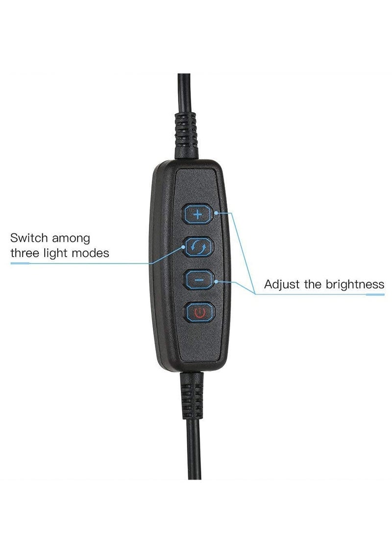 GGOOT Selfie Ring Light with Gooseneck Stand  Phone Holder, 3 Color 10-Level Dimmable LED Desk Lamp with Clamp, Clip-on Lights with Flexible Arm for Selfie, Web Conference, Live-Streaming, Reading and More - Image 5