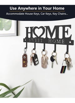 Bukela Key Holder Hooks Organizer Hanger Rack Wall Mounted with Screws and Anchors Home Sweet Home Wall Metal Decor for Entryway Front Door Kitchen Hallway Garage Mudroom Office 9.8inches/25cm  - Image 3