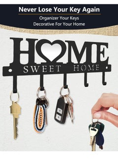 Bukela Key Holder Hooks Organizer Hanger Rack Wall Mounted with Screws and Anchors Home Sweet Home Wall Metal Decor for Entryway Front Door Kitchen Hallway Garage Mudroom Office 9.8inches/25cm  - Image 2