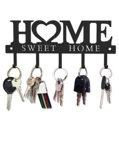 Bukela Key Holder Hooks Organizer Hanger Rack Wall Mounted with Screws and Anchors Home Sweet Home Wall Metal Decor for Entryway Front Door Kitchen Hallway Garage Mudroom Office 9.8inches/25cm  - Image 1