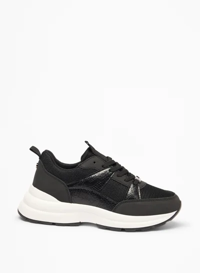 Flora Bella By Shoexpress Womens Textured Lace Up Low Ankle Casual Sneakers By Shoexpress