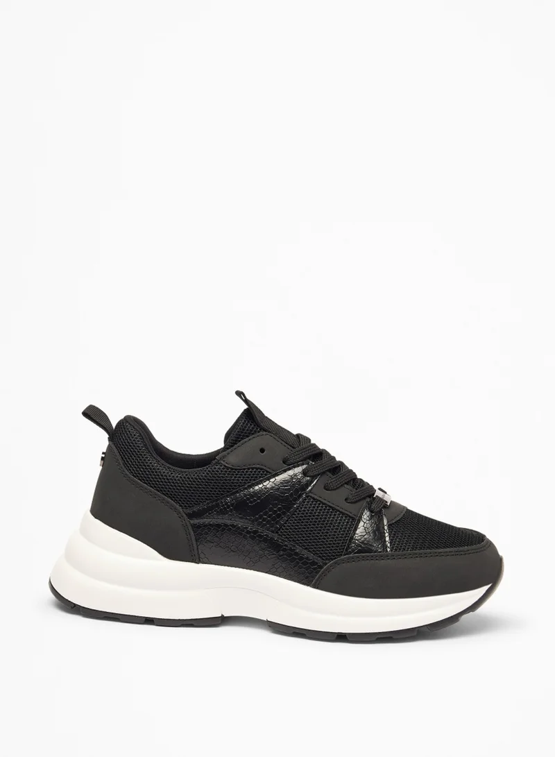 Flora Bella By Shoexpress Womens Textured Lace Up Low Ankle Casual Sneakers By Shoexpress