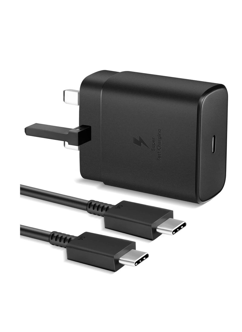 Generic - 45W USB C Super Fast Charger  UK Plug for Samsung Galaxy S24 Ultra/S23+/S22/S22 Ultra/S21+/S21/S20/Note20/Note10/S10/A16/A15/A14/A13/A36/A35/A34/A33/A32/A73/A72/A71/A70/A56/A55/A54/A53/A52/A51,Galaxy Tab S7/S7+/S8/S8+/S9 Ultra/S10/S10 +/S10 Ultra,PPS Charger with 4 ft USB C Fast Charger Cable - Image 1