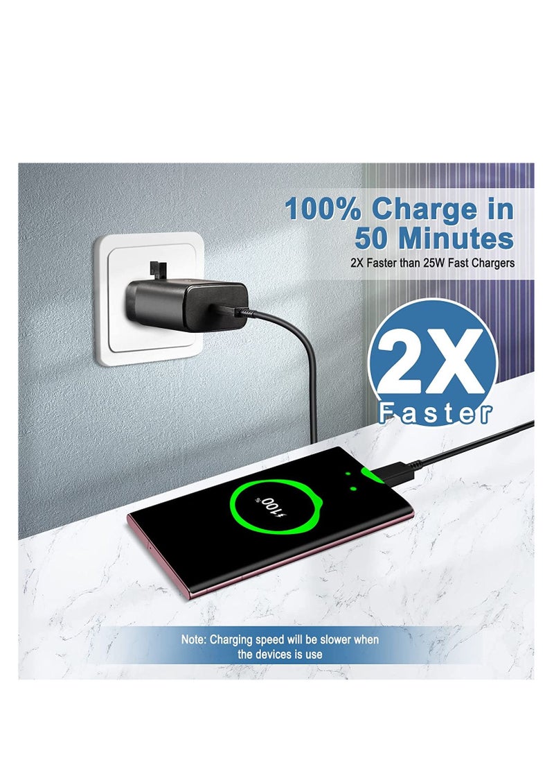 Generic - 45W USB C Super Fast Charger  UK Plug for Samsung Galaxy S24 Ultra/S23+/S22/S22 Ultra/S21+/S21/S20/Note20/Note10/S10/A16/A15/A14/A13/A36/A35/A34/A33/A32/A73/A72/A71/A70/A56/A55/A54/A53/A52/A51,Galaxy Tab S7/S7+/S8/S8+/S9 Ultra/S10/S10 +/S10 Ultra,PPS Charger with 4 ft USB C Fast Charger Cable - Image 1