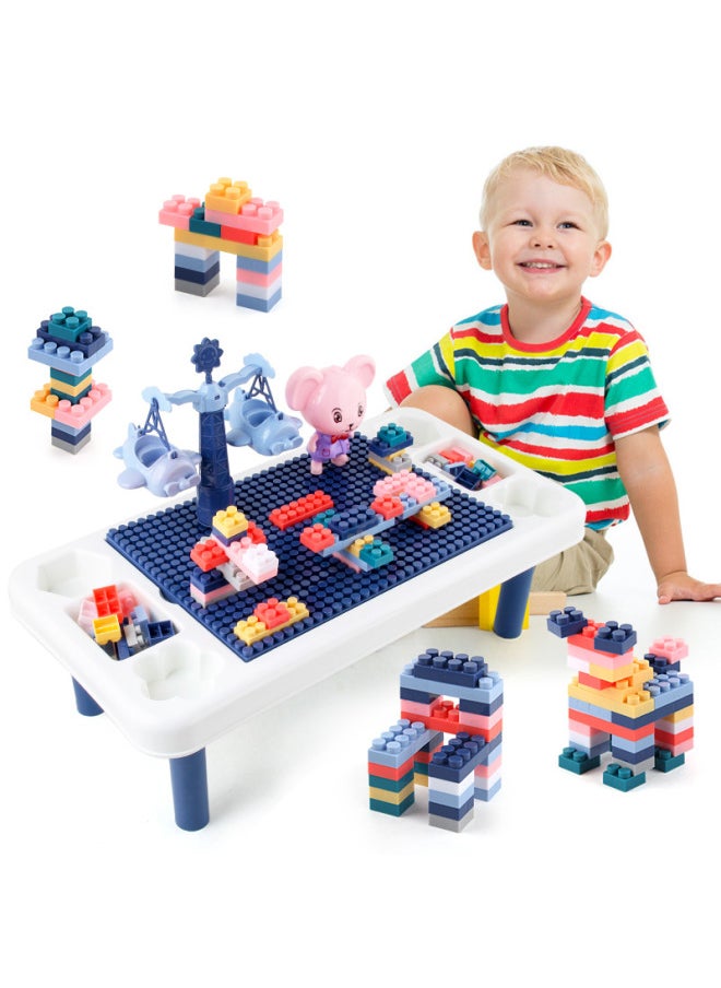 null - Direct Children's Adorable Mouse Building Block Table Ferris Wheel Rocking Aircraft Science And Education DIY Assembled And Inserted Building Block Toys-Color:566-379 Building Block Table Pink 517g Volume Weight 930g-Specifications:40.5*7*22 - Image 1