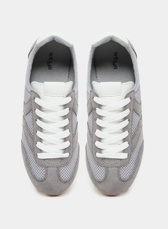 Styli Styli Retro Sole Lace Up Sneakers