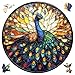 Qiuenisray Wooden Puzzles for Adults 500 Piece Stained Glass Peacock Jigsaw Puzzles Wall Decor FSC Certified Unique Shape Adult Puzzles for Family Friend 165 x 165 in - Image 2