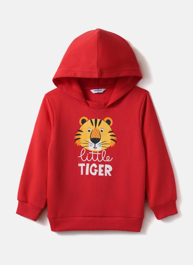 Nautinati Nautinati Boys' Fleece Little Tiger Red Printed Sweatshirt Hoodie