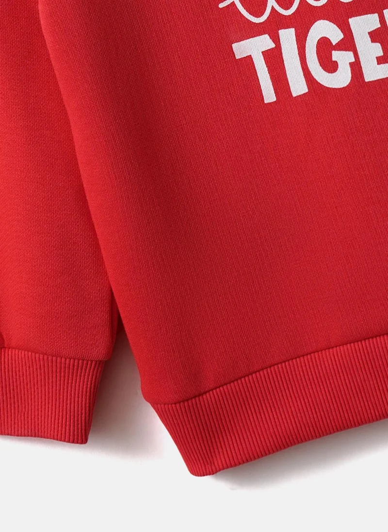 Nautinati  Nautinati Boys' Fleece Little Tiger Red Printed Sweatshirt Hoodie for Men | Best Price UAE