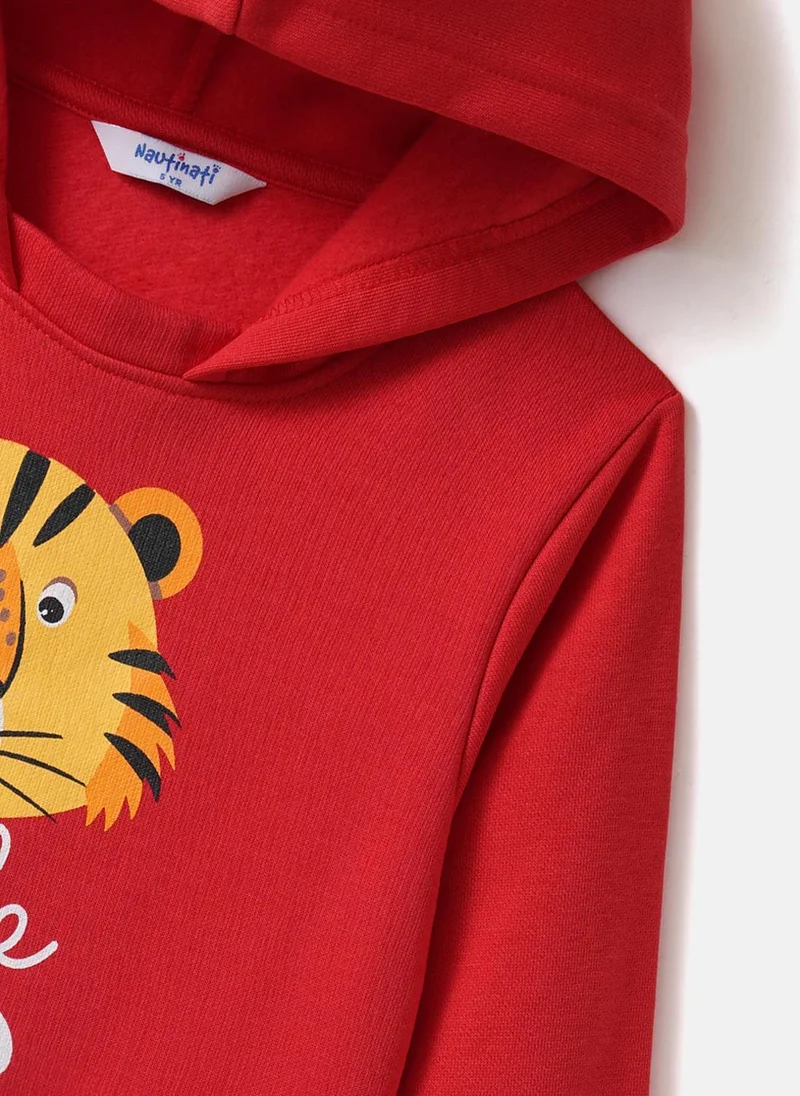 Nautinati  Nautinati Boys' Fleece Little Tiger Red Printed Sweatshirt Hoodie for Men | Best Price UAE
