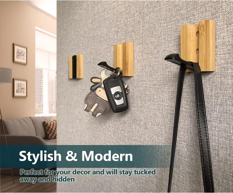 JSVER Wooden Wall Hooks Wall Mounted Wall Hooks Single Organizer Hook Rack Folding Wood Wall Hangers Wall Coat Rack Hooks for Hanging Clothes Hats Bags Towels Keys 6PCSSet - Image 2