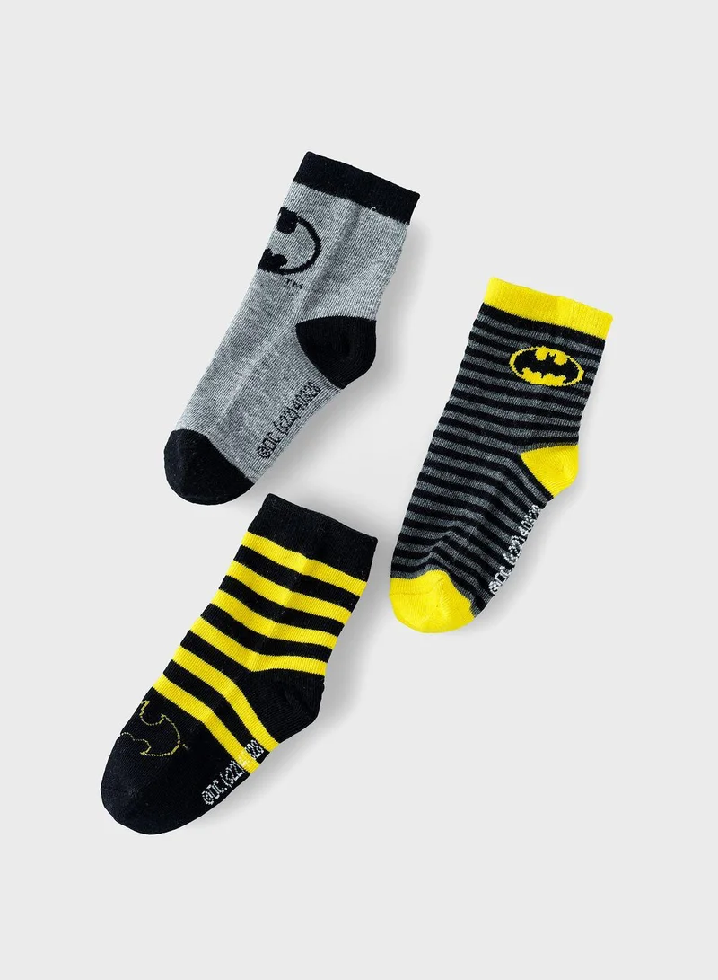 Warner Bros Kids 3 Pack Batman Crew Socks