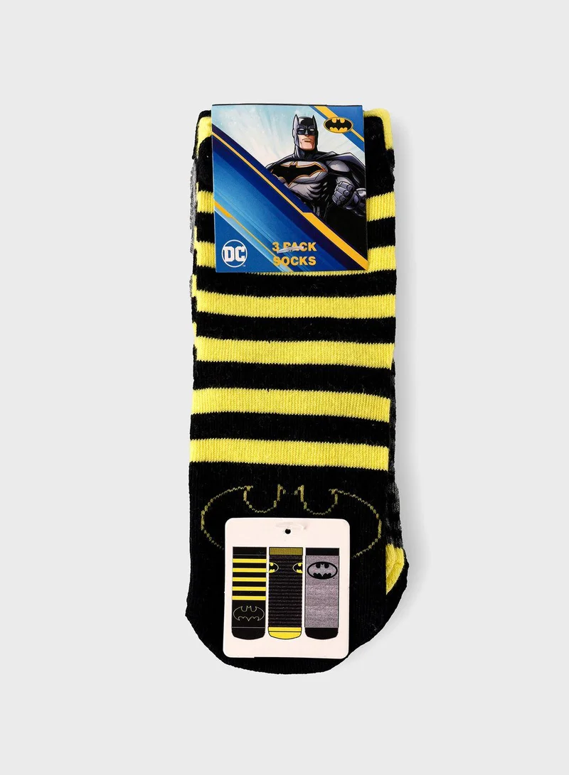 Warner Bros Kids 3 Pack Batman Crew Socks